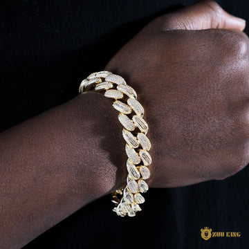 15.5mm 2022 New Baguette  Cuban Bracelet In 18k Gold Plated ZUU KING